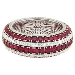 Diamond and Ruby Eternity Wedding Band 18 Karat White Gold