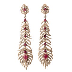 Diamond and Ruby Feather Earrings Diamond and Ruby Feather Earrings