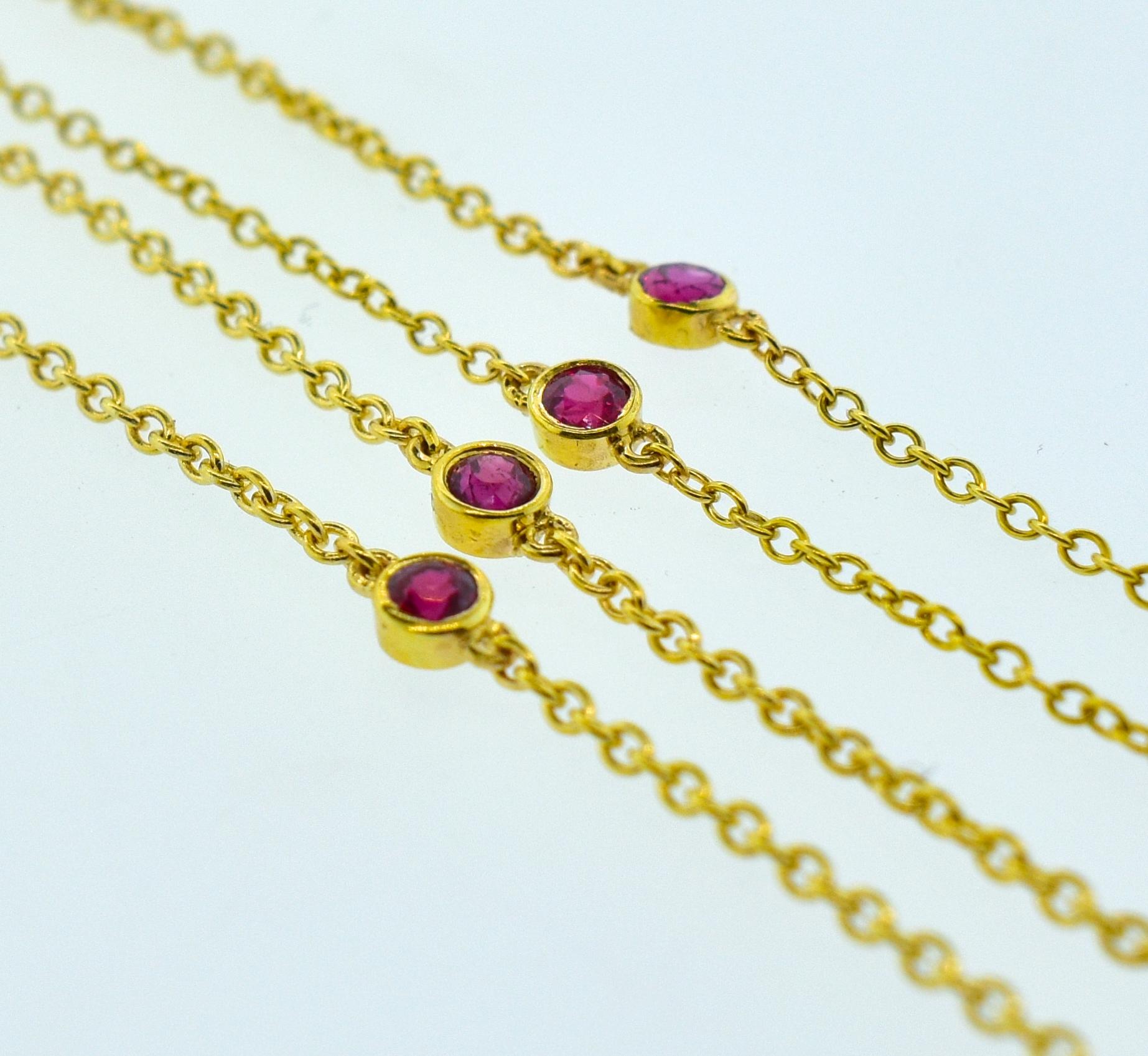 Women's or Men's Diamond and Ruby Gold Chain