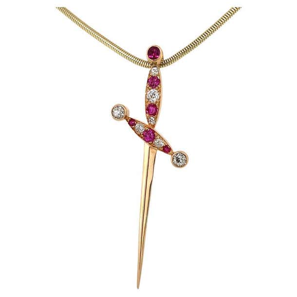 Diamond Ruby Dagger Gold For Sale at 1stDibs