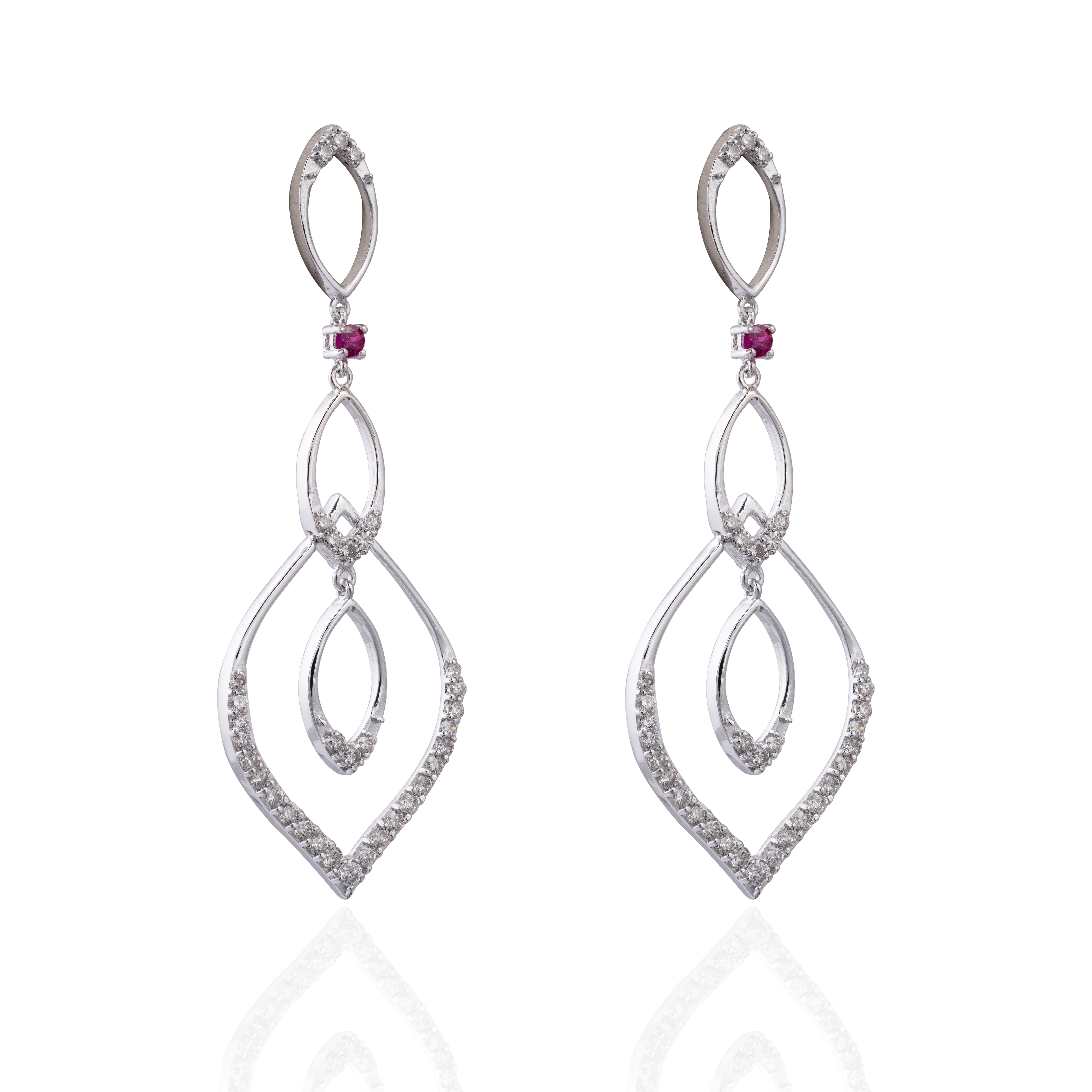 (Diamond 1.12 cts) and (ruby 0.18 cts ) (gold earring 18k nw 7.170gm)