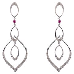 18k gold Diamond and Ruby Earring with 1.12 carats of diamonds