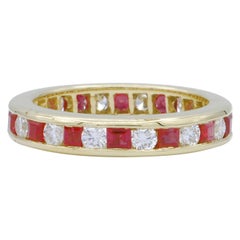 Diamond and Ruby Gold Eternity Band Ring