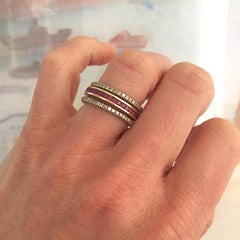 Vintage Ruby Diamond 18 karat Gold Three Eternity Rings