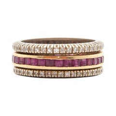 Diamond and Ruby Gold Eternity Band Rings