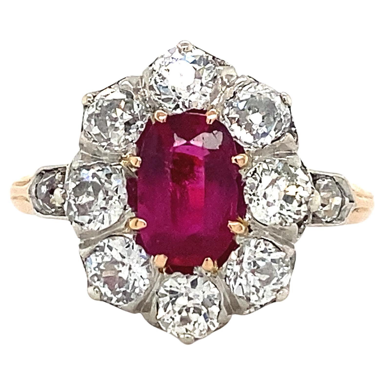 Diamond and Ruby Gold Platina Entourage Ring  For Sale
