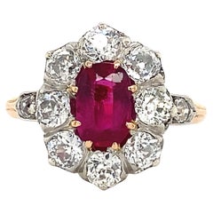Entourage-Ring mit Diamant und Rubin in Gold Platin mit Platin