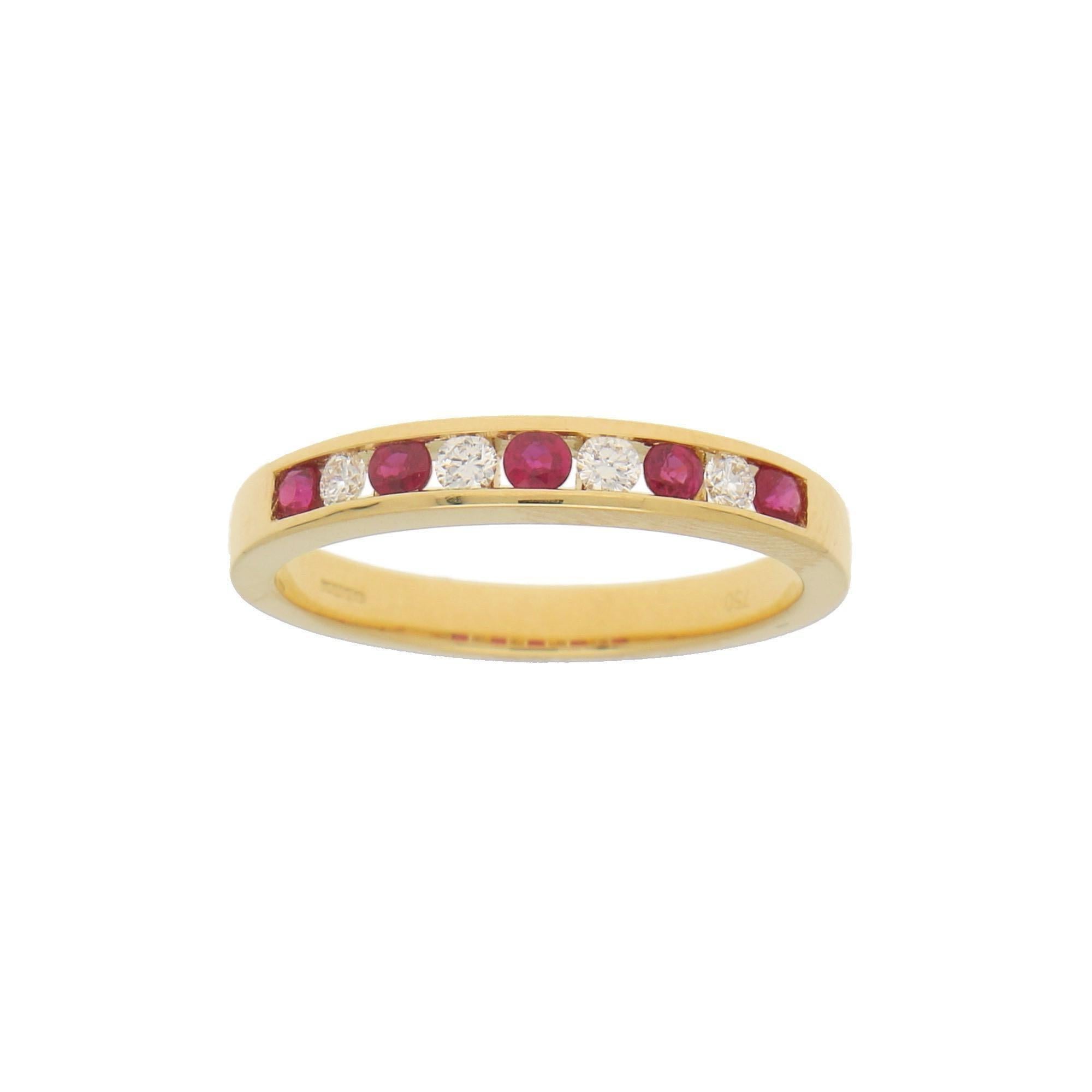 yellow gold ruby eternity ring