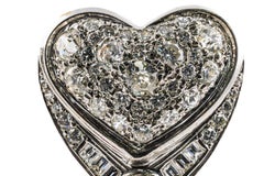 Diamond and Ruby Heart Drop Gold Earrings