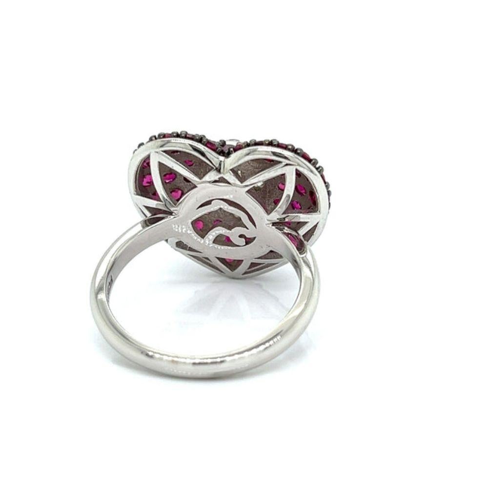 Marquise Cut Diamond and Ruby Heart Ring