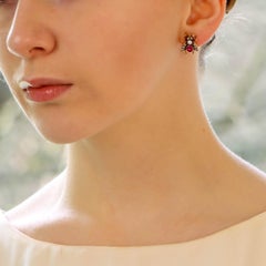 Diamond and Ruby Insect Bee Earrings in 18 Karat Yellow Gold
