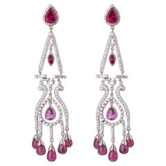 18k gold 2.69cts Diamond and 21.58cts Ruby Light  Earring