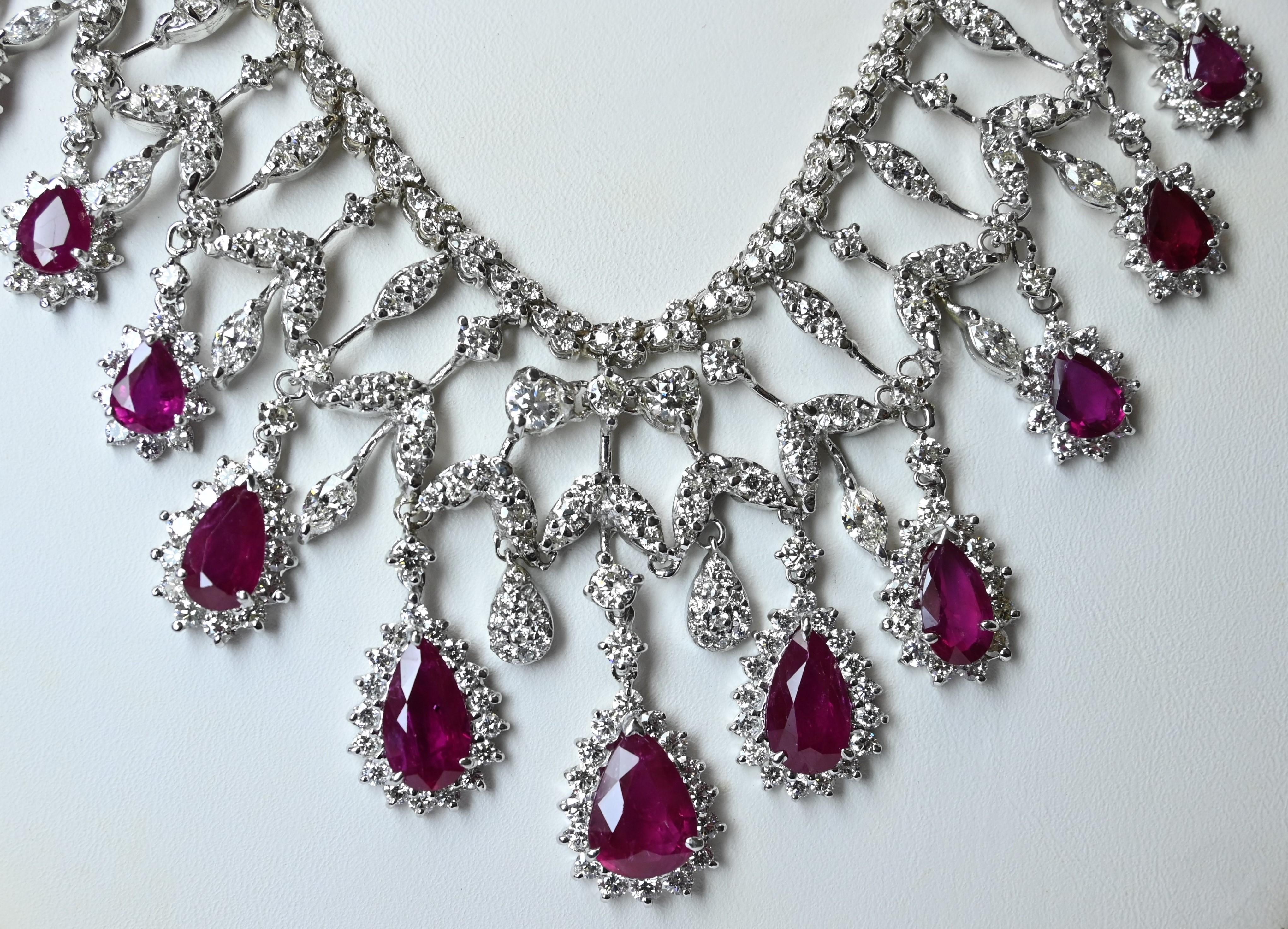 Empire Diamond and Ruby Necklace  For Sale