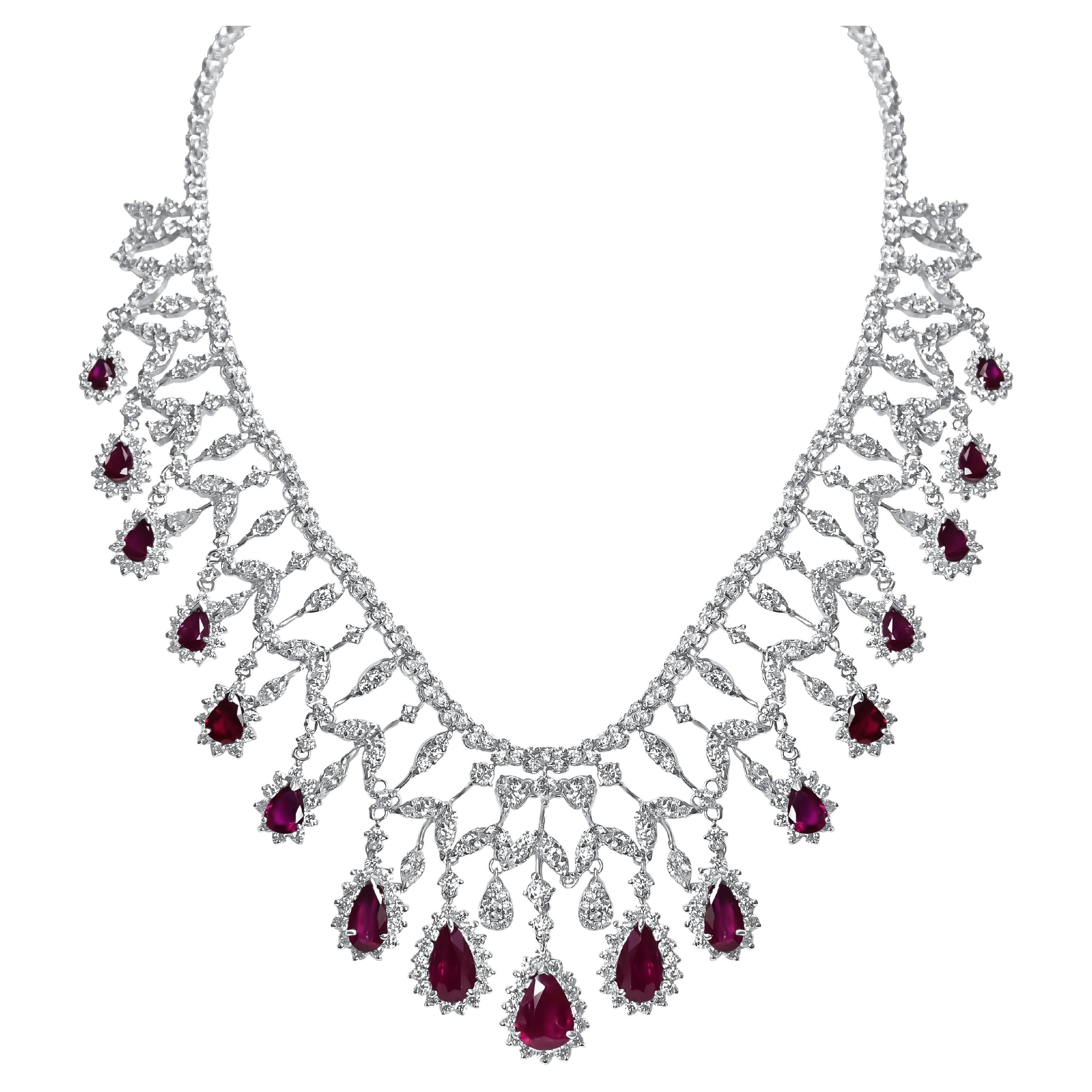 Diamond and Ruby Necklace  For Sale