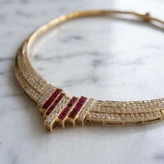 Diamond and Ruby Necklace in 18K Yellow Gold