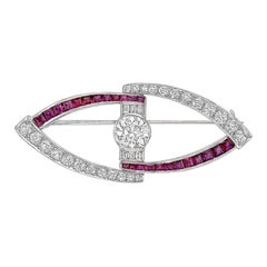 Diamond and Ruby Openwork Pin