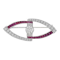 Diamond and Ruby Openwork Pin