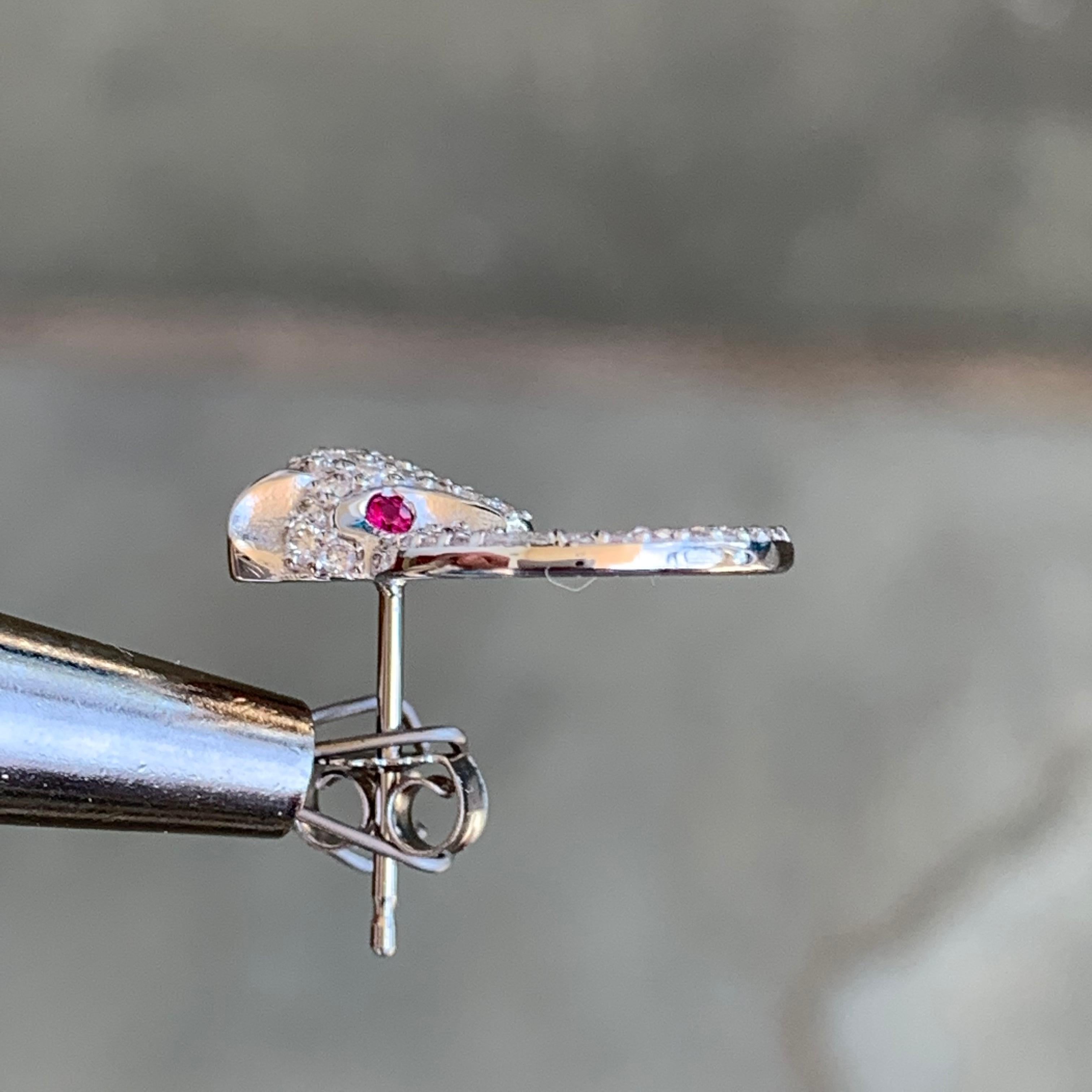 Modern Diamond and Ruby Panthere Studs, Ben Dannie For Sale