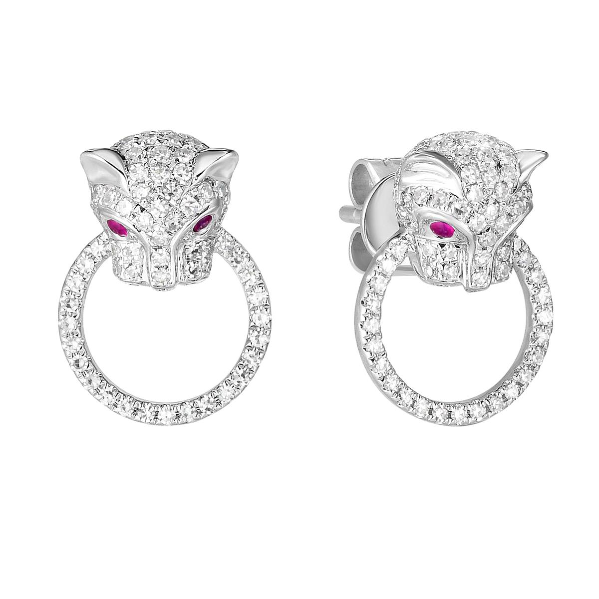 Diamond and Ruby Panthere Studs, Ben Dannie