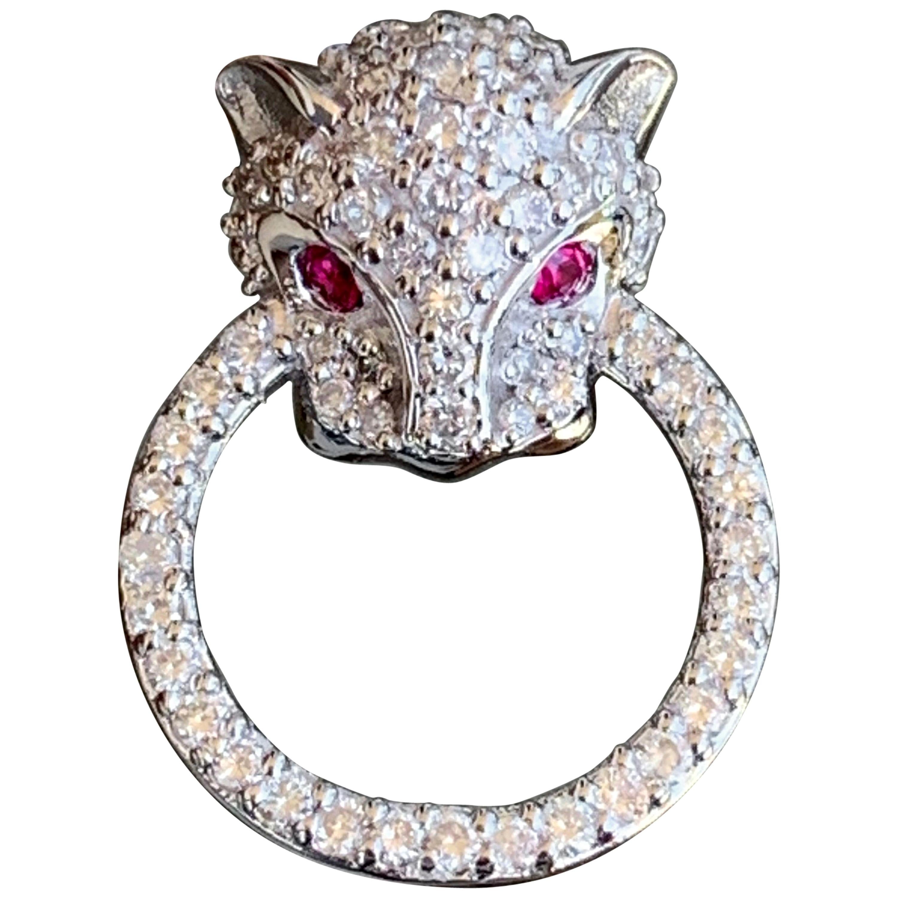 Diamond and Ruby Panthere Studs, Ben Dannie For Sale