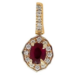 Diamond and Ruby Pendant, VS Quality 3-Sided Pave Diamonds .80 Carat Tcw