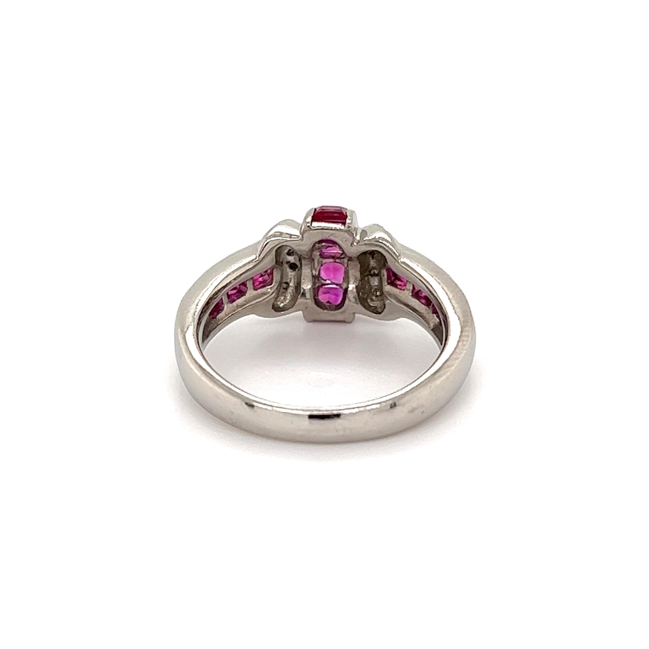 Diamant- und Rubin-Platin-Ring Estate Fine Jewelry (Gemischter Schliff)