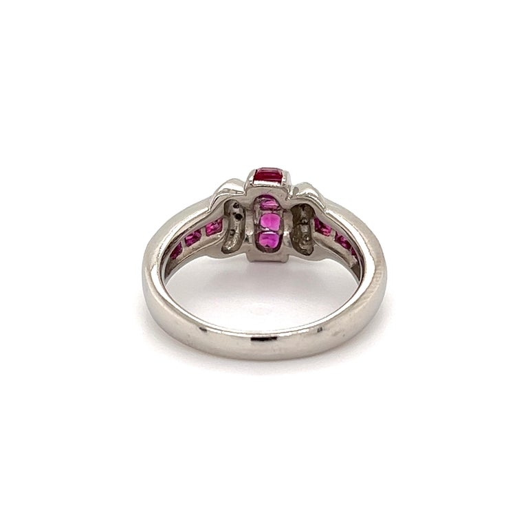 Diamond and Ruby Platinum Band Ring Estate Fine Jewelry For Sale at 1stDibs