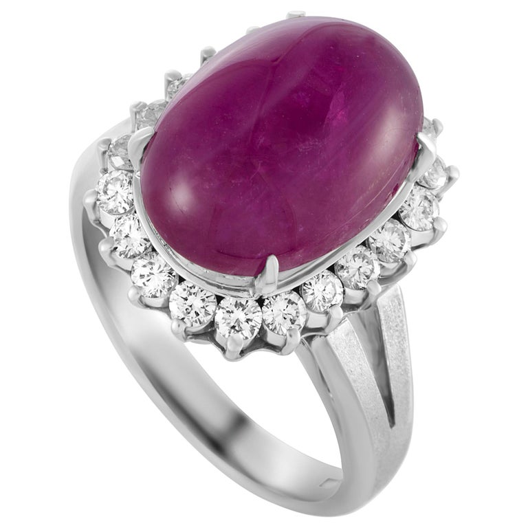 Diamond and Ruby Platinum Dome Ring at 1stDibs