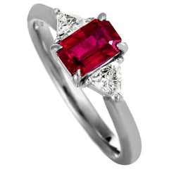 Diamond and Ruby Platinum Rectangle Ring