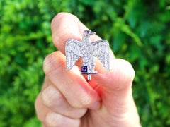 1960s Diamond and Ruby Platinum Regimental Brooch
