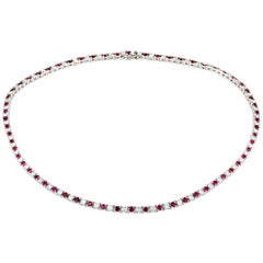 Diamond and Ruby Platinum Strand Necklace