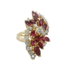 Diamond and Ruby Retro Cocktail Ring