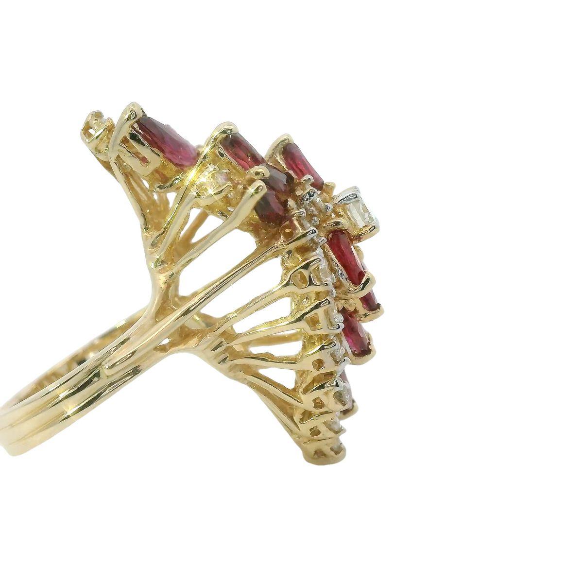 Retro-Cocktailring mit Diamant und Rubin Damen im Angebot