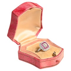 Diamond And Ruby Ring. 0.50ct Diamond Ruby Double Halo Engagement Ring Platinum