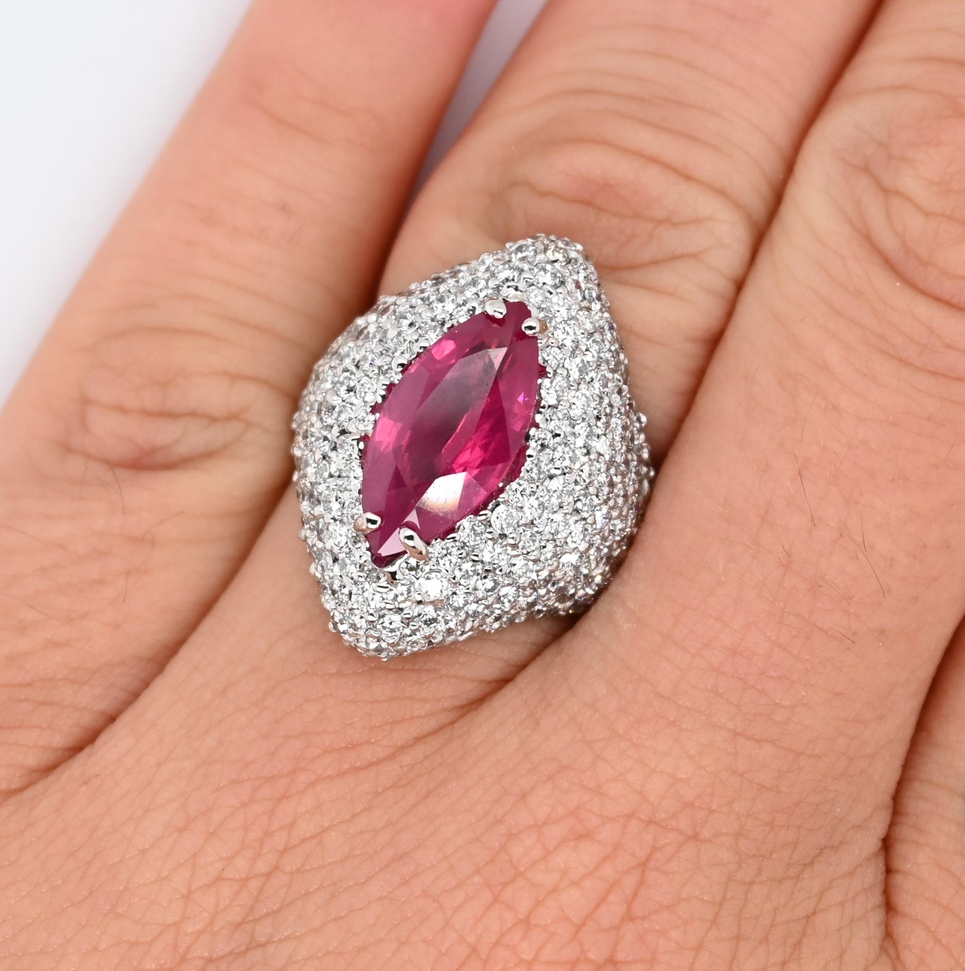 Modern Diamond and Ruby Ring For Sale