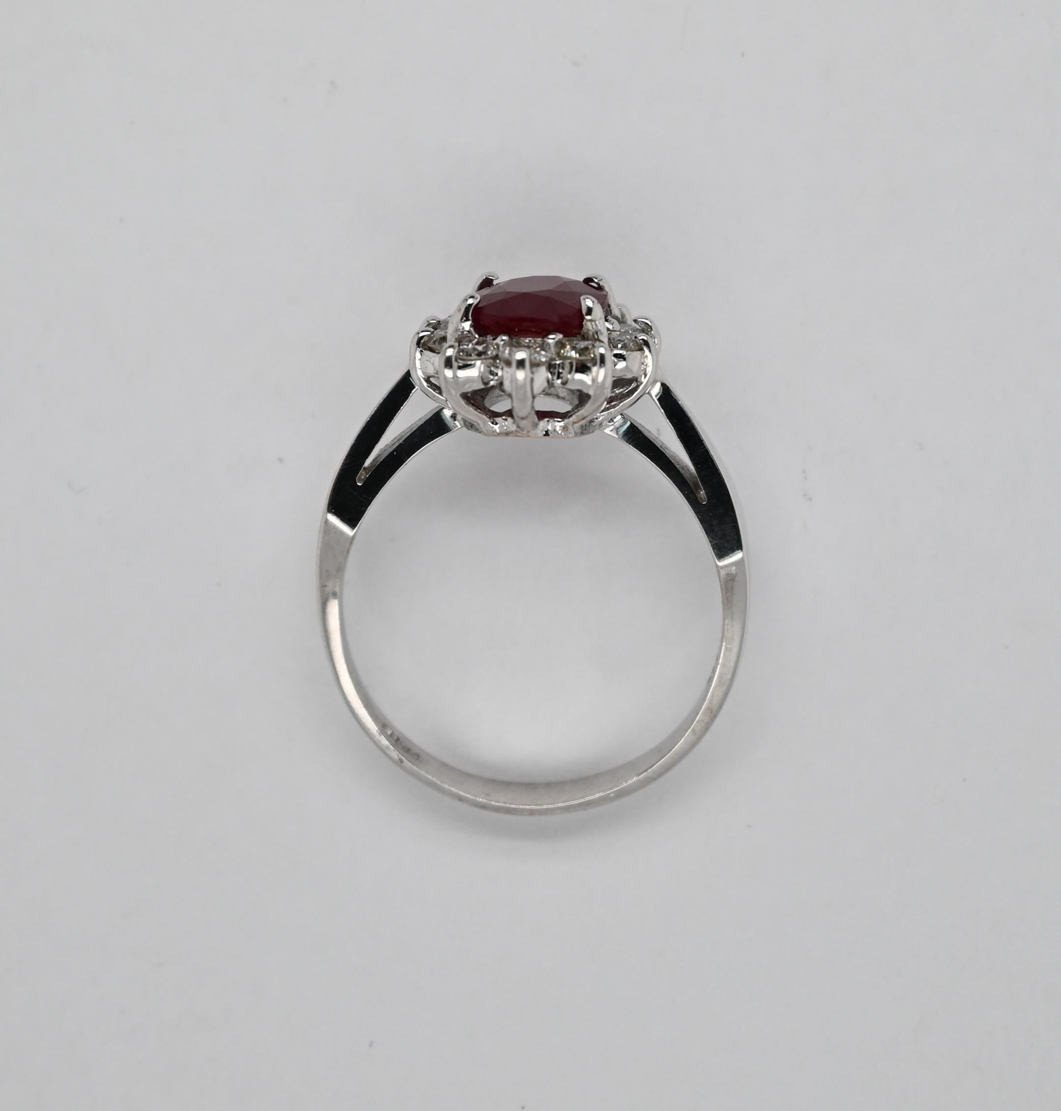 Modern Diamond and Ruby Ring  For Sale