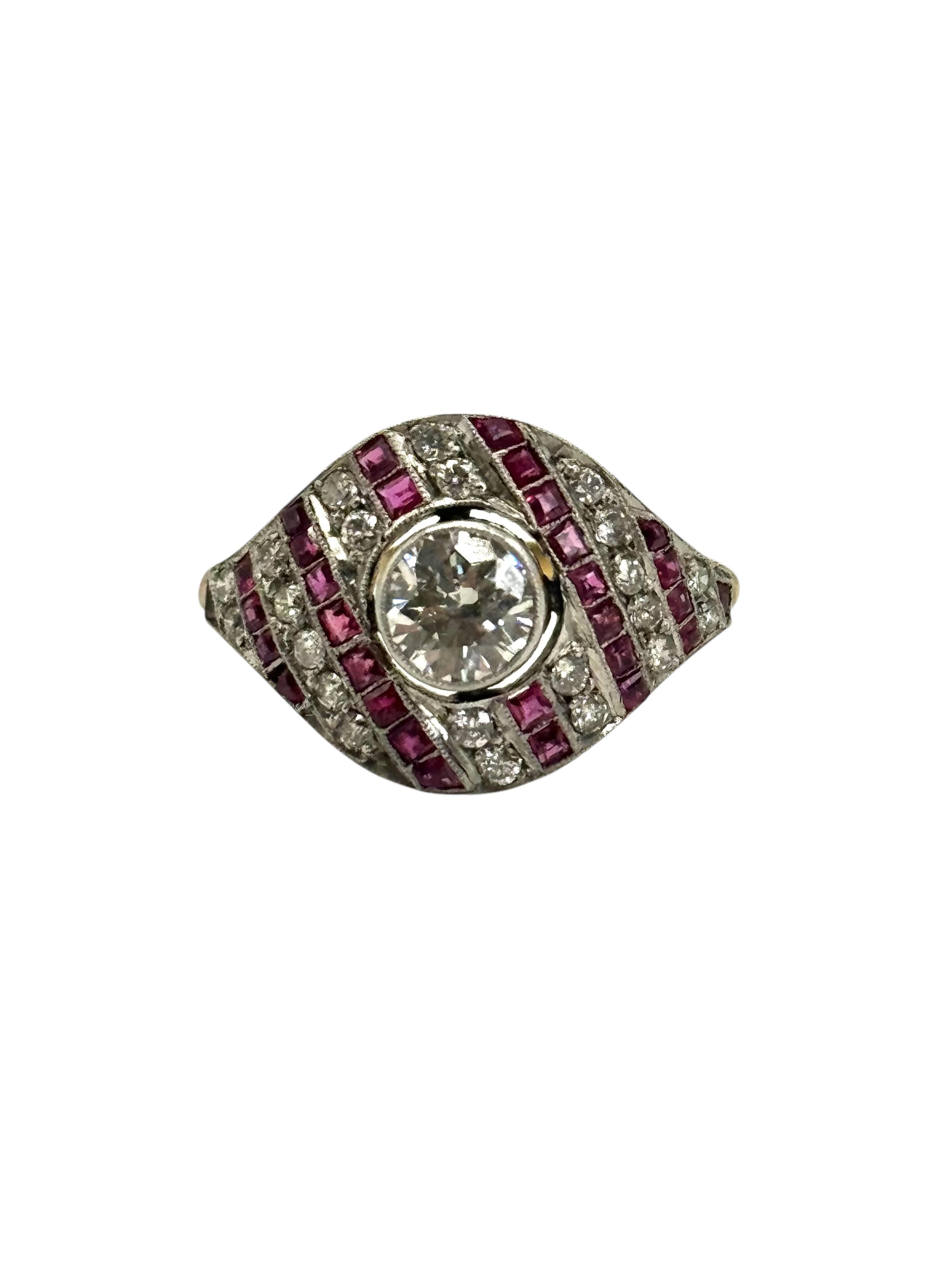 Yellow Gold Diamond and Ruby Ring