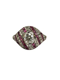 Gelbgold Diamant und Rubin Ring