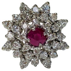 Diamant- und Rubin-Ring aus 14 Karat Weißgold