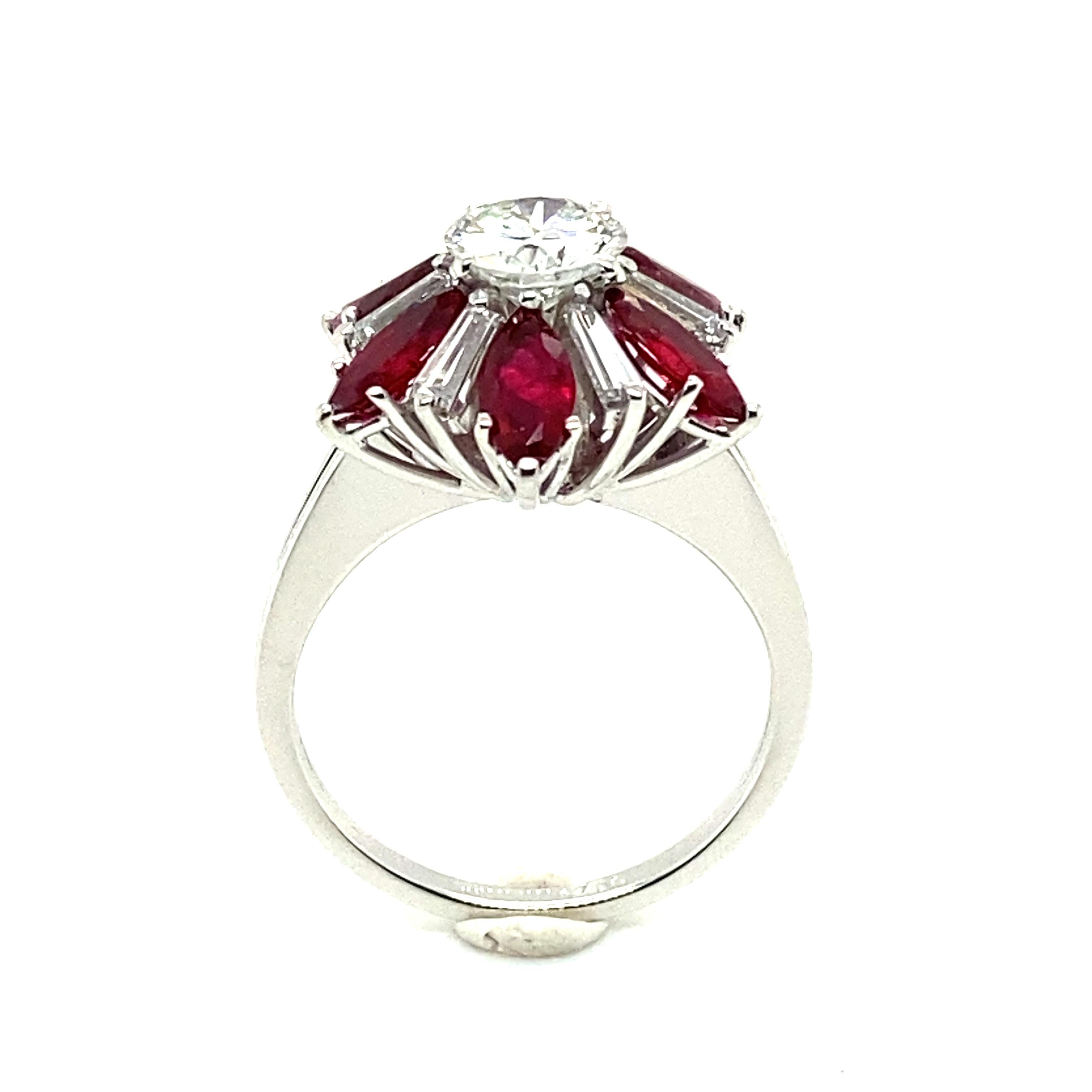 Diamant- und Rubinring aus 18 Karat Weißgold für Damen oder Herren