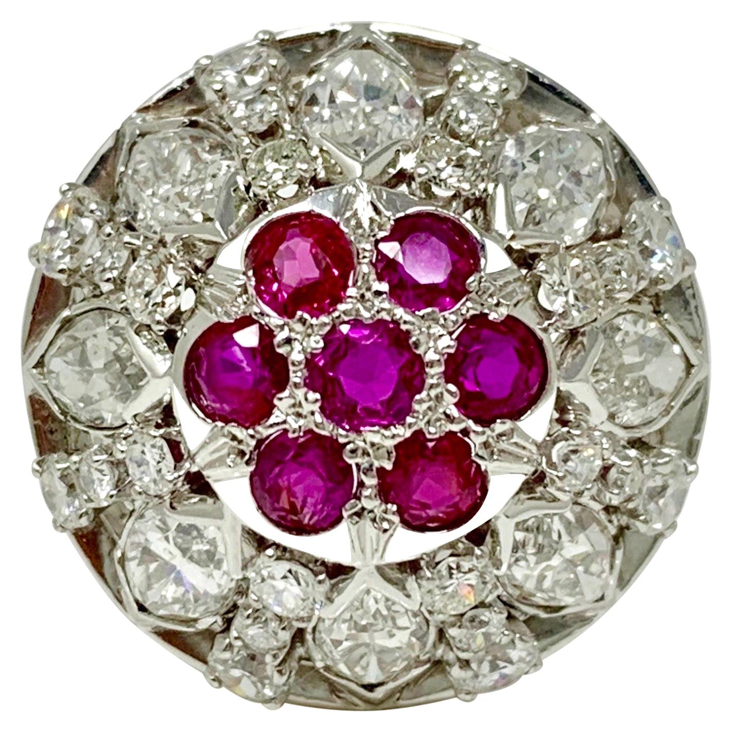Diamond and Ruby Ring in 18 Karat White Gold