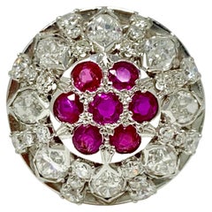 Diamond and Ruby Ring in 18 Karat White Gold