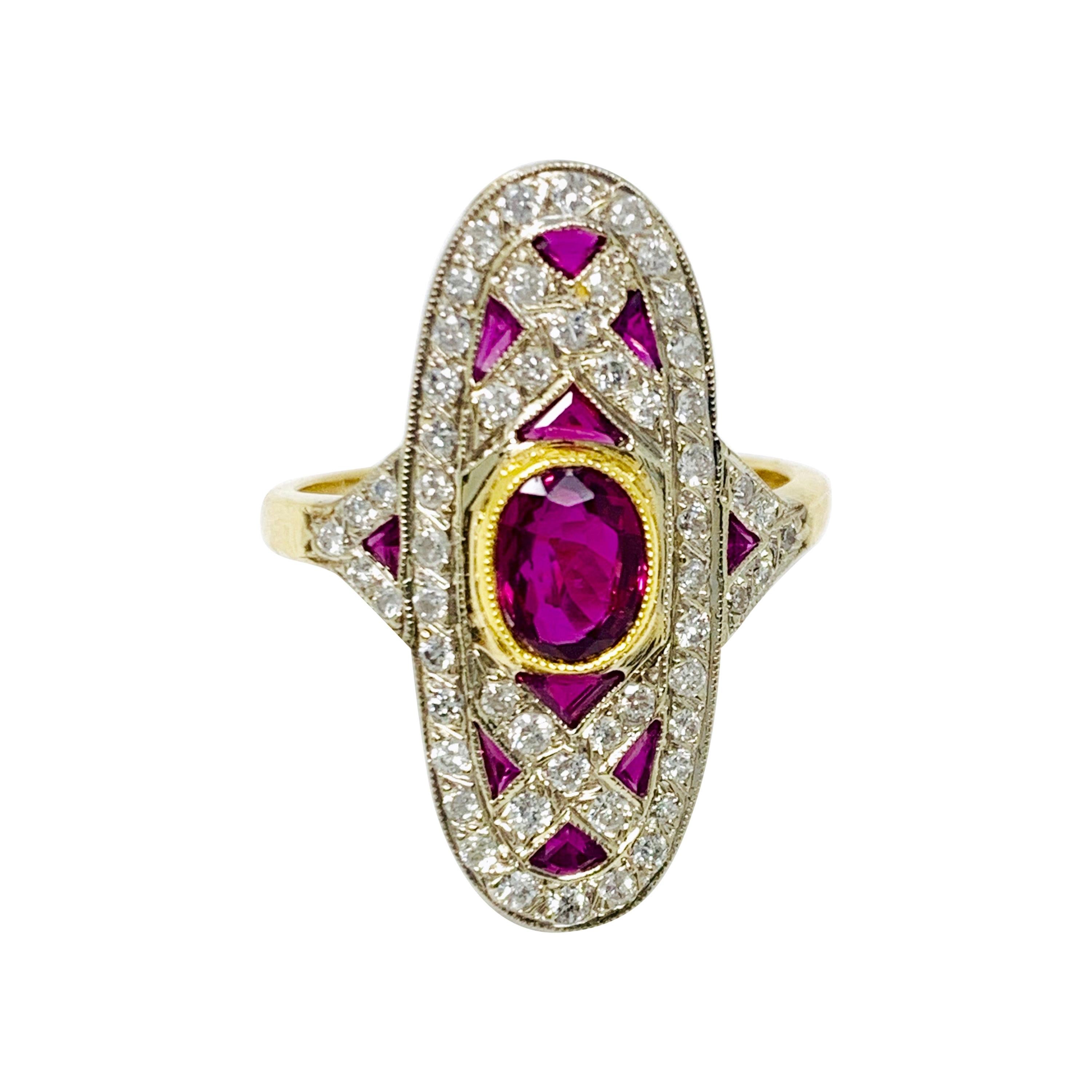 Diamond and Ruby Ring in 18 Karat White Gold For Sale