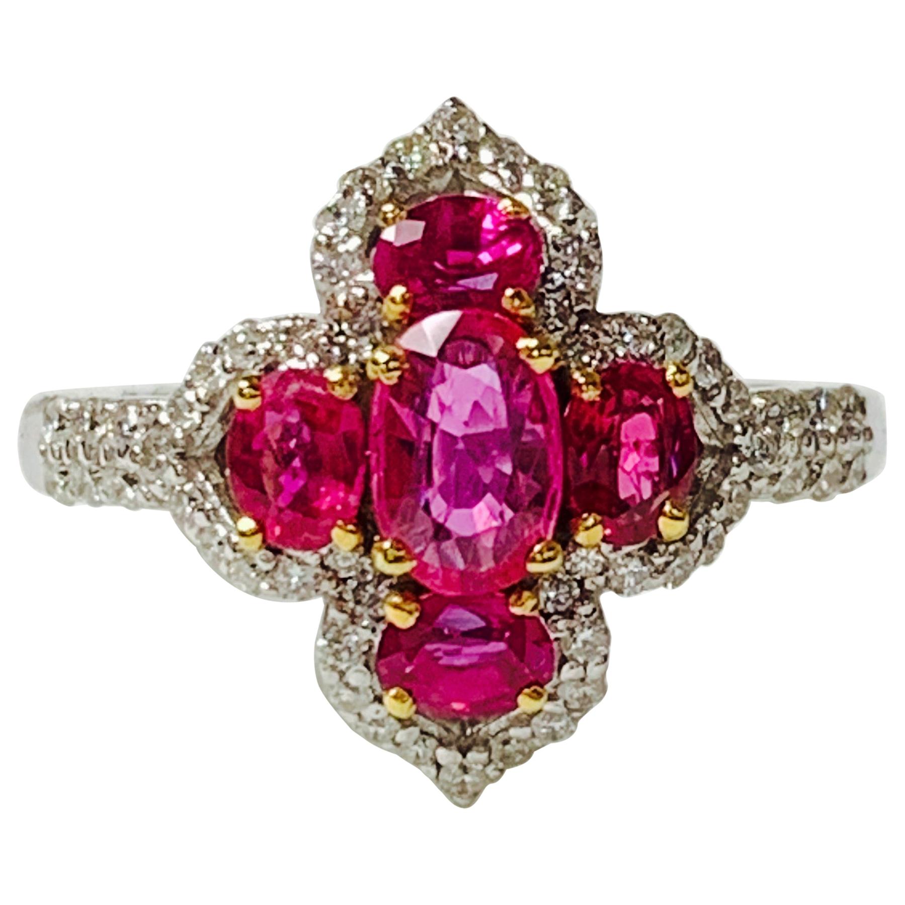 Diamond and Ruby Ring in 18 Karat White Gold