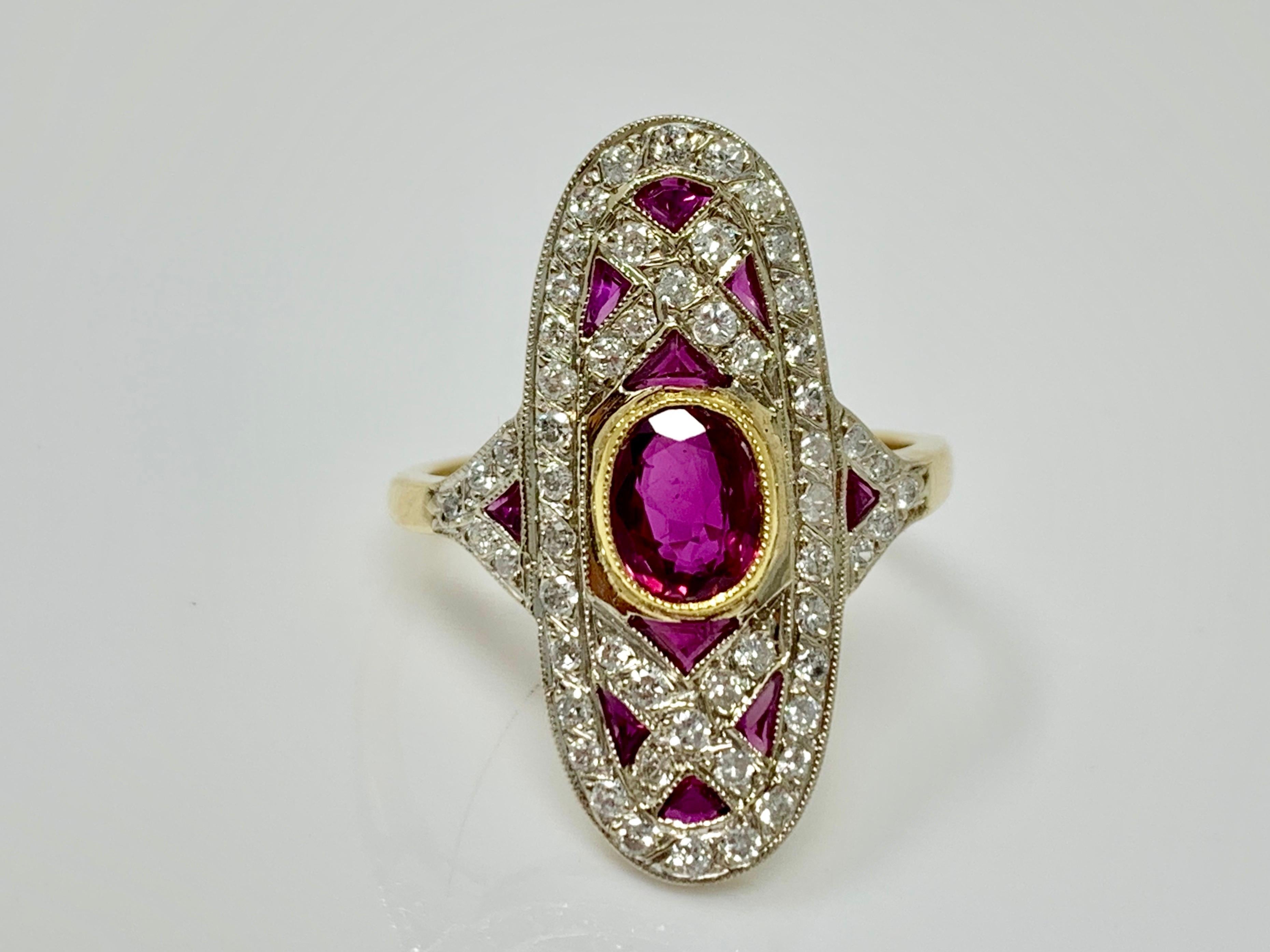 This gorgeous diamond and ruby cocktail ring is beautifully handmade in 18k white gold. The details are as follows : 
Ruby : 1.95 carat 
Diamond : 0.75 carat ( GH color and VS clarity ) 
Metal : 18k
Ring size : 6 3/4 

