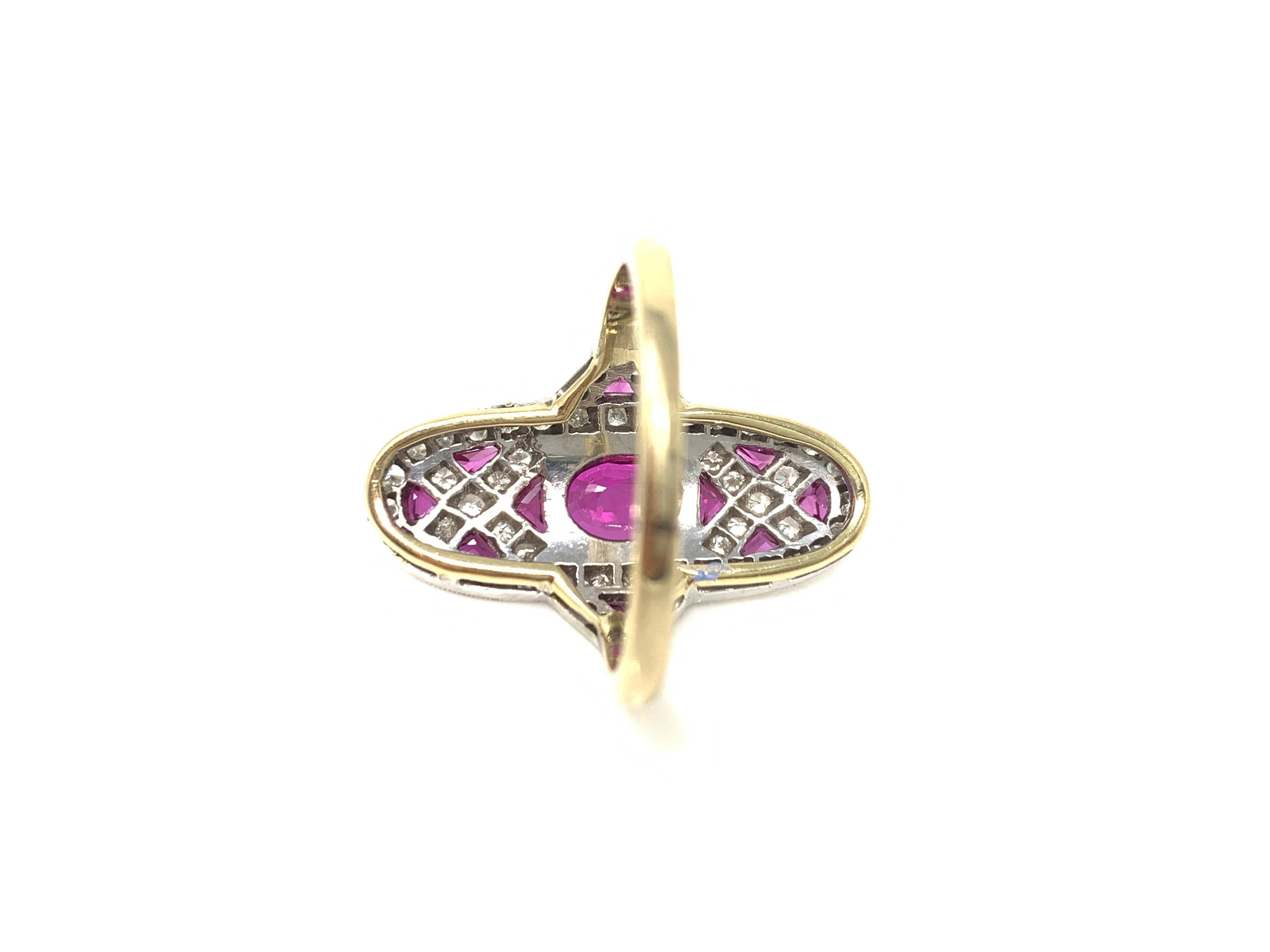 Diamond and Ruby Ring in 18 Karat White Gold For Sale 2