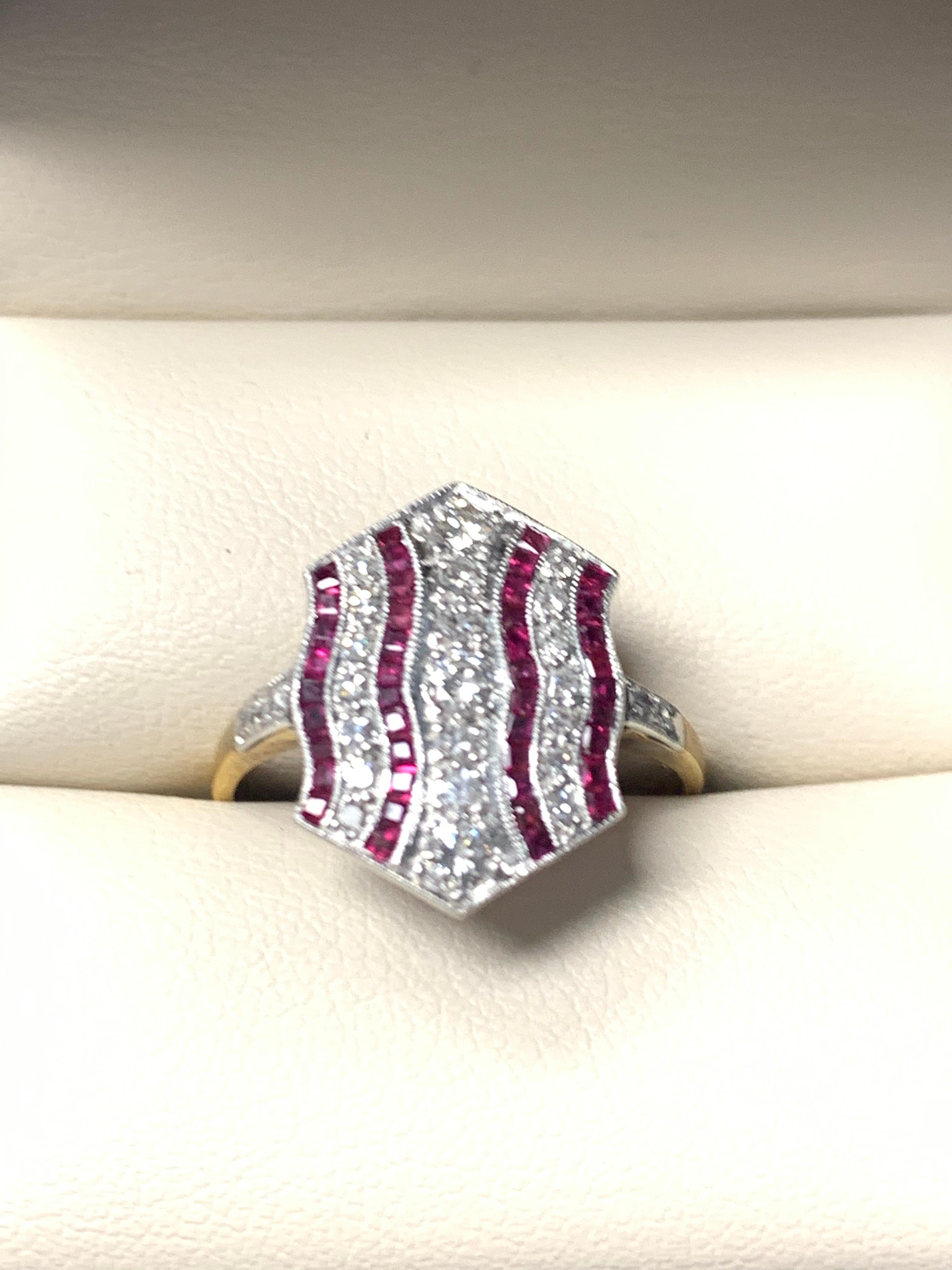 Diamond and Ruby Ring in Platinum For Sale 5