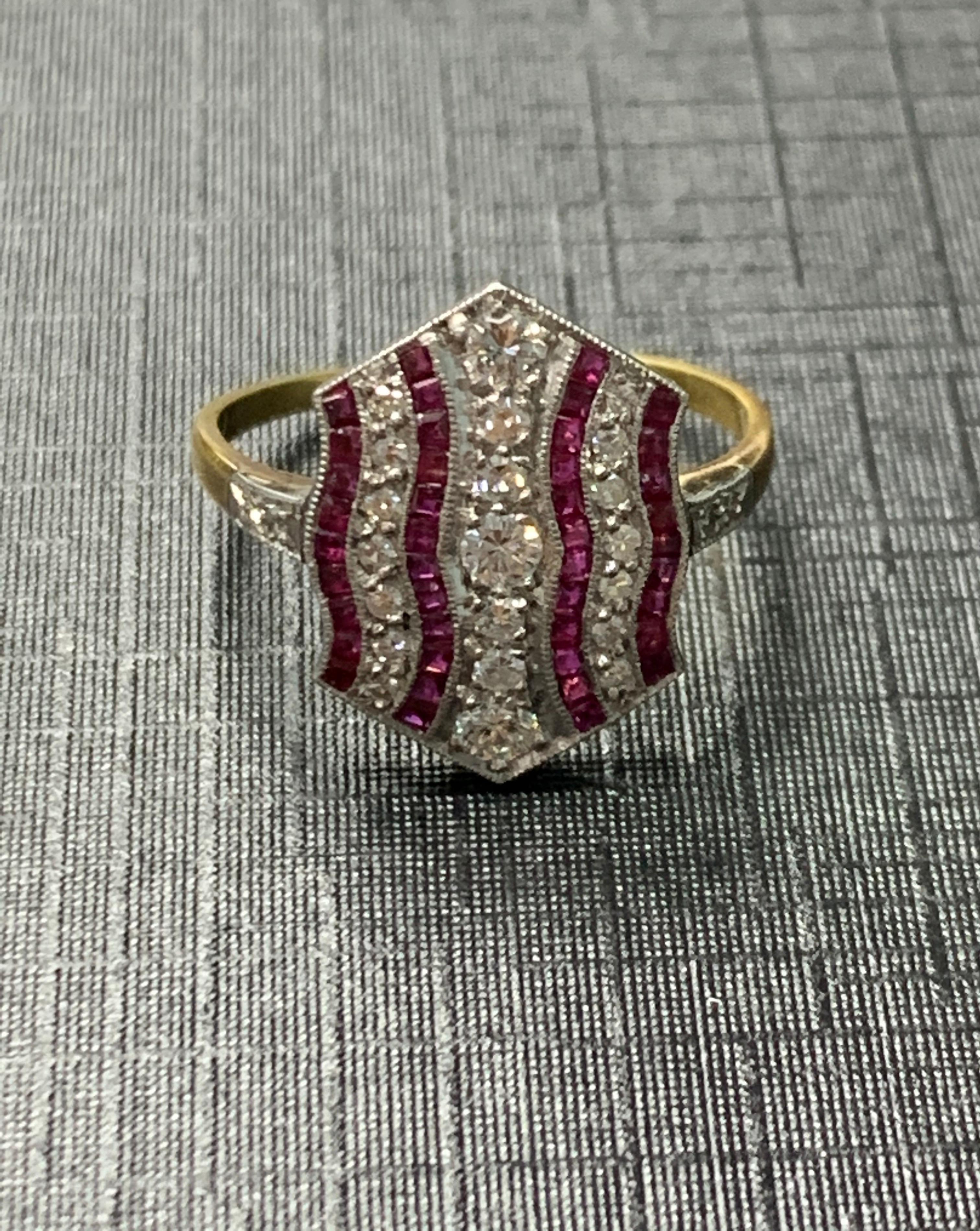 Diamond and Ruby Ring in Platinum For Sale 6