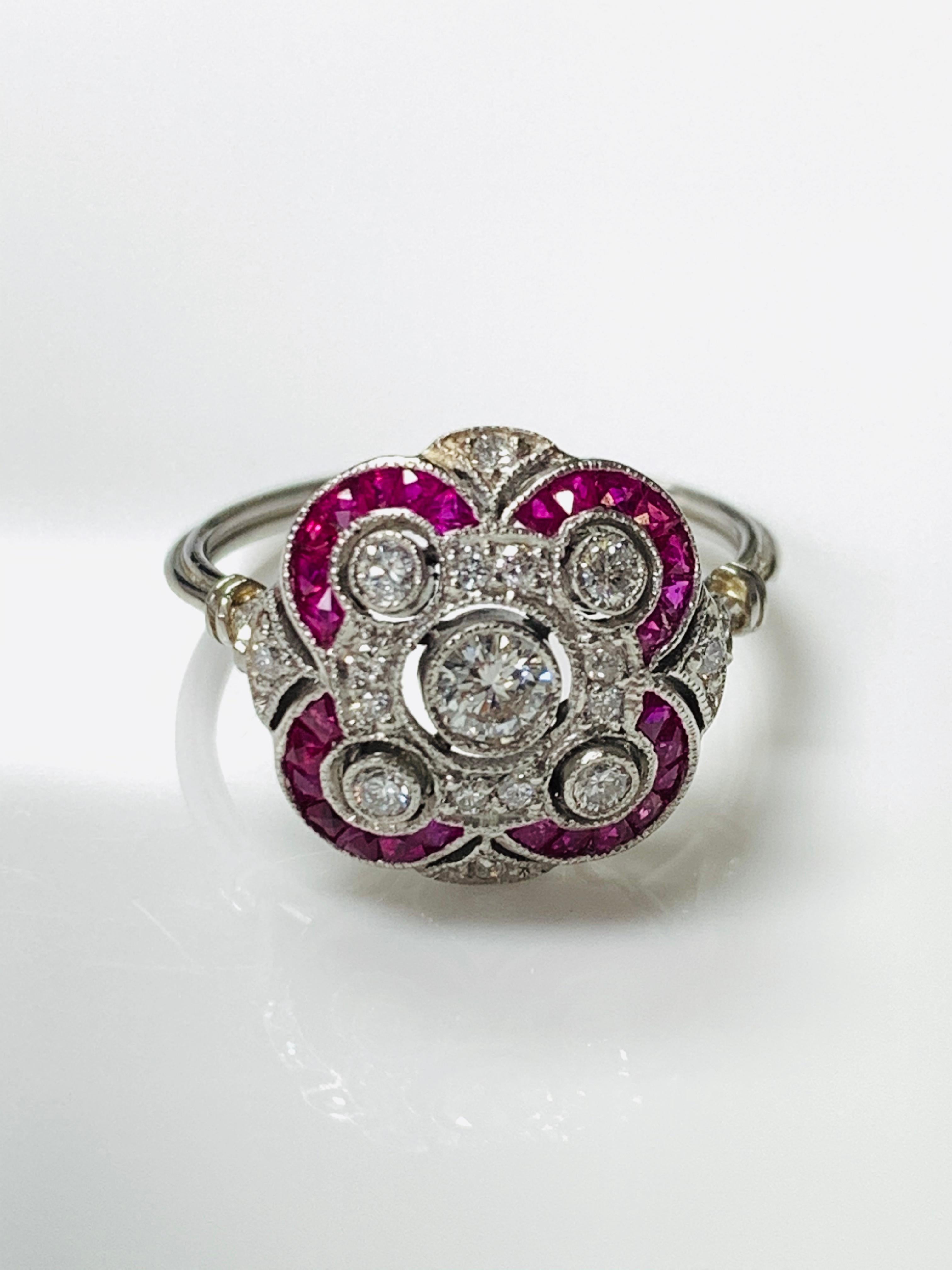 Diamond and Ruby Ring in Platinum 8