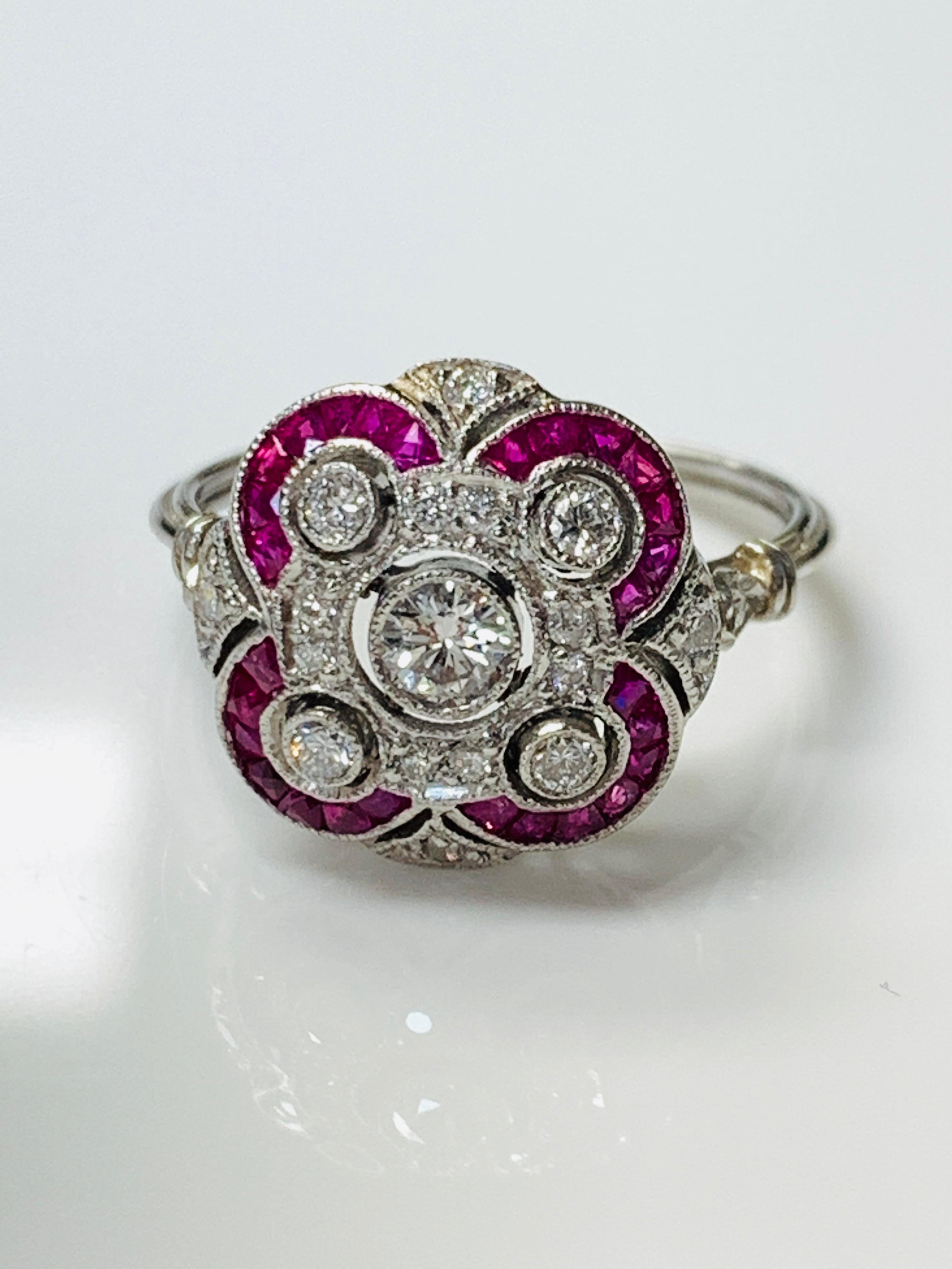 Diamond and Ruby Ring in Platinum 9
